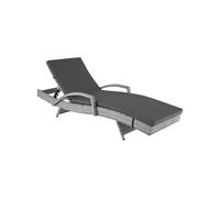 Bain de soleil en rotin et aluminium réglable 5 positions gris clair