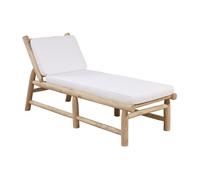 Bain de soleil en teck avec matelas - Naturel clair et blanc - TULUM de MYLIA