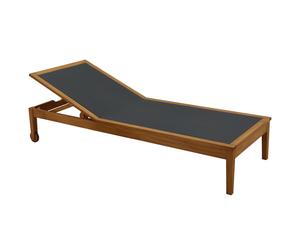 Bain de soleil gris foncé et bois massif NAVEEN