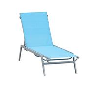 Outsunny Bain de Soleil transat - Chaise Longue - Design Contemporain - Dossier inclinable Multi-Positions - métal époxy textilène Bleu Ciel - dim. 170 x 58 x 97 cm
