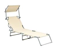 Bain de Soleil Inclinable et Pliant avec Auvent en Polyester et Acier Beige Foligno