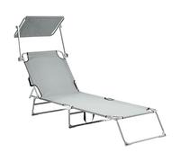 Bain de Soleil Inclinable et Pliant avec Auvent en Polyester et Acier Gris Foligno