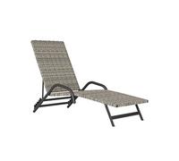 Outsunny Bain de Soleil en résine tressée, Chaise Longue transat Jardin extérieur inclinable et réglable sur 4 Niveaux, en Forme de S, pour Camping Piscine terrasse, 156 x 62 x 96 cm, Marron