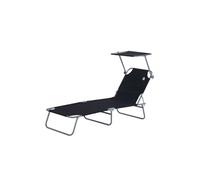Bain de soleil L. 187 cm noir en metal H. 36 cm non empilable pliable