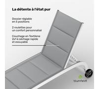 Bain de soleil Limala Acier/Aluminium Textilene 150 kg mobile