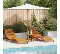 Bain de Soleil - NANAS - Transat - Lot de 2 - 2 PLACES - Marron 55 x 184 x 64cm Bois d'Acacia Massif 3435118421
