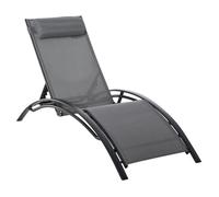 Outsunny Bain de soleil Contemporain Inclinable multi-positions Tétière amovible Alu textilène Gris