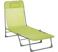 Outsunny Bain de Soleil transat Chaise Longue inclinable Pliable avec Oreiller Dossier réglable sur 5 Niveaux dim. 182L x 56l x 28H cm Vert