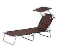 Outsunny Transat Bain de Soleil Pliable Chaise Longue Pliante Grand Confort Dossier Inclinable Multi-Positions et Pare-Soleil réglable Dim. 187L x 58l x 36H cm Chocolat