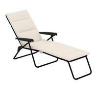 Outsunny Bain de soleil pliable transat inclinable 6 positions Grand Confort crème