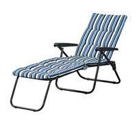 Outsunny Bain de Soleil Pliable transat inclinable 6 Positions Grand Confort avec Matelas + accoudoirs Acier Polyester Multicolore