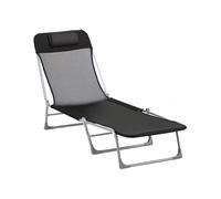 Outsunny Bain de Soleil Transat de Plage Pliable 182L x 56l x 28H cm Noir