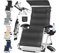 Bain de soleil pliable - KESSER - Résistant aux intempéries - Charge maximale 200 kg - Dossier réglable
