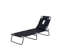 Outsunny Bain de Soleil Pliable transat inclinable 4 Positions Chaise Longue 3 Coussins fournis Noir
