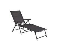 Outsunny Bain de Soleil Pliable transat inclinable 5 Positions Chaise Longue Grand Confort avec accoudoirs dim. 187,2L x 64,5l x 101H cm métal époxy textilène Gris