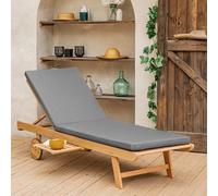 Bain De Soleil Pliant En Acacia Kanawa - Coussin Gris Gris