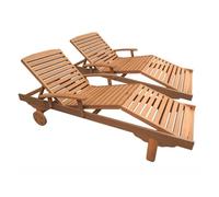 Bain de soleil pliant en bois exotique "Singapour" - Maple - Marron clair - Lot de 2