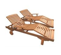 Bain de soleil pliant en bois exotique "Singapour" - Maple - Marron clair - Lot de 2