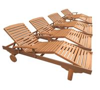 Bain De Soleil Pliant En Bois Exotique "Singapour" - Maple - Marron Clair - Lot De 4 Marron