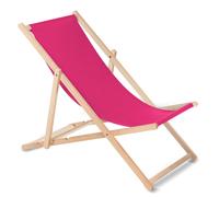 GreenBlue Fauteuil de plage pliant en hetre classique Lit de plage (rose)