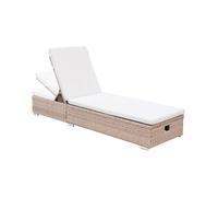 Bain de soleil. résine tressée. coussins polyester beige. multi-position. Olbia L195 x P65 x H32/97cm