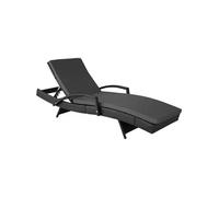 Bain de soleil rotin tressé noir dossier réglable 5 positions matelas moelleux