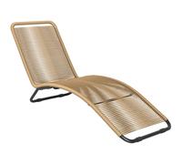 Bain De Soleil Style Colonial - 176 X 58 X 82 Cm - Acier Noir Résine Filaire Beige