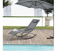 Bain de soleil à bascule Tarent acier textile 174 x 63 x 88 cm gris foncé [en.casa] Gris foncé G