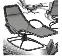Bain de soleil - TECTAKE - Chaise longue de jardin TOULON avec mouvement de balancement confortable et accoudoirs rembourrés - Gris