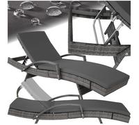 Bain de soleil - TECTAKE - Chaise longue en rotin de jardin OCEANE avec accoudoirs et dossier inclinable - Gris