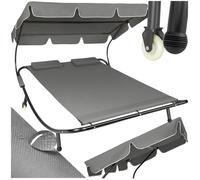 Bain de soleil - TECTAKE - Transat double en acier LIVORNO pour 2 personnes pare-soleil réglable 185 x 195 x 142-175 cm - Noir/Gris