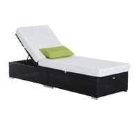 HOMCOM Bain de Soleil transat Grand Confort 195L x 68l x 31H cm Dossier inclinable Multi-Positions Matelas résine tressée Noir