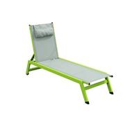 Outsunny Bain de Soleil transat en Aluminium et textilène avec roulettes et Repose-tête Dossier inclinable Multi-Positions Vert