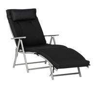 Bain de soleil - transat - Outsunny - pliable inclinable 7 positions matelas accoudoirs - métal textilène - noir