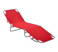 Outsunny Transat bain de soleil pliable métal et polyester dossier réglable Rouge