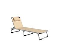 Bain de soleil transat pliable grand confort dossier réglable multi-position tétière alu. textilène beige Beige
