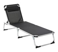 Bain De Soleil Transat Pliable Grand Confort Dossier Réglable Multi-Position Tétière Alu. Textilène Noir