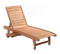 Bain De Soleil Transat Style Colonial Dossier Réglable 3 Positions Roulettes Tablette Support Bois Sapin Pré-Huilé