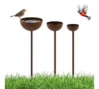 Bain d'oiseau pour l'extérieur - Abreuvoir métal vintage sur tige, gamelle d'eau - Ensemble de 3 pièces pour jardin, récupérateur d'eau de pluie - Pour terrasse, jardin, balcon, bord de bassin, clôtur
