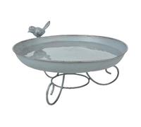 Bain d'oiseau sur pied métal gris - D 21,7 x H 11,8 cm - Fer, fonte