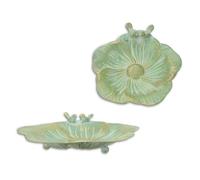 Bain D'Oiseaux 2-er Set En Forme Plat Vert Patiné (E) Jardin Bouteille D'Eau L