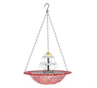 Bain d'oiseaux à énergie solaire de jardin avec chaînes métalliques suspendues et fontaine, construction ABS et métal conçu pour attirer les oiseaux en plein air (rose)