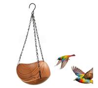 Bain d'oiseaux à suspendre et mangeoire pour décoration de jardin (bois | Mangeoire à oiseaux portable en plastique à suspendre avec longue chaîne en métal, mangeoires d'extérieur à double étage pour