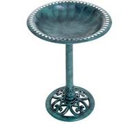 Outsunny Bain d'oiseaux Plateau de diamètre 50cm, Abreuvoir Oiseaux extérieur sur Pied Hauteur 69,5 cm, mangeoire Oiseaux Design Coquille et décoration Fleur-de-lys, érugineux