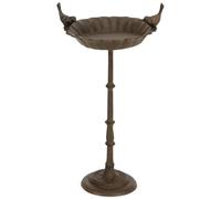 Bain d'oiseaux antique marron - Distributeur de nourriture pour oiseaux sauvages - En fer - Résistant à l'hiver - Pour jardin et balcon - Grand bol debout de 55 cm - Décoration de jardin - Abreuvoir