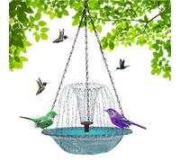 Bain d'oiseaux avec fontaine solaire - Mangeoire à oiseaux à suspendre avec pompe solaire de 3,5 W | Décoration de jardin en résine résistante aux intempéries | Fontaine d'eau décorative pour terrasse