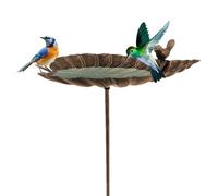 Bain d'oiseaux - Bain d'oiseaux autoportant | Bain d'oiseaux debout | Bol à oiseaux vintage | Bol à eau en fonte en forme de feuille | Bains d'oiseaux debout sur pied | Poteau de jardin en métal pour