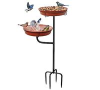 Bain d'oiseaux - Bain d'oiseaux debout - Bain d'oiseaux sauvages - Abreuvoir d'eau pour oiseaux sauvages - Abreuvoir d'eau pour oiseaux sur pied - Bol de bain pour oiseaux (marron)