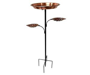 Bain d'oiseaux, Bain d'oiseaux en métal Bronze Antique avec Bol à Feuilles décoratif pour décoration de Jardin extérieur, Piquet 'Insertion de Sol Stable pour Patio pelouse Cour |