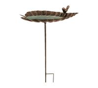 Bain d'oiseaux de jardin | Bain d'oiseaux sur pied en métal pour l'extérieur | Statue en fonte en forme de feuille pour colibri, perruche, perroquet, abeille, observation des oiseaux